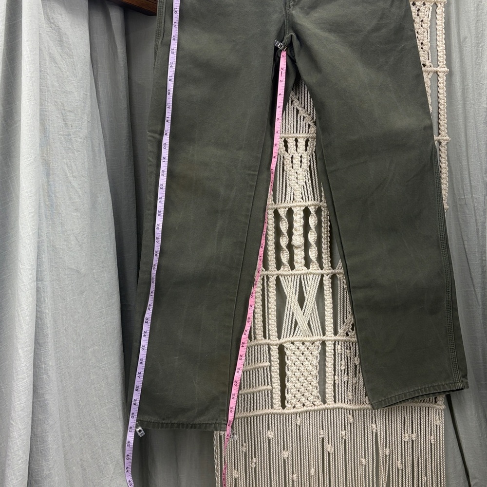 Dickies 2000s Y2K Olive Green Carpenter Heavy Weight Canvas Pants | 32x32 - Picture 9 of 13